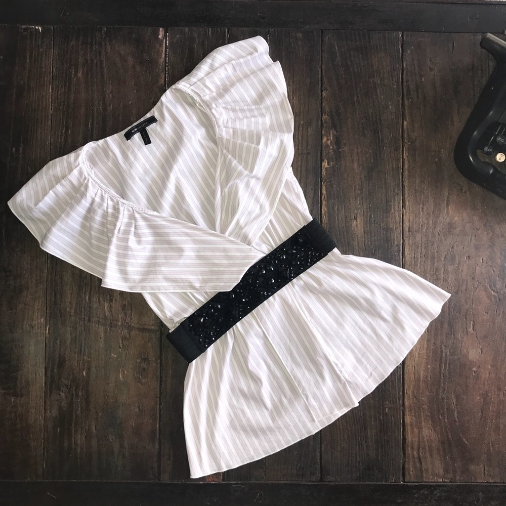 BCBG Ruffle Neck Top